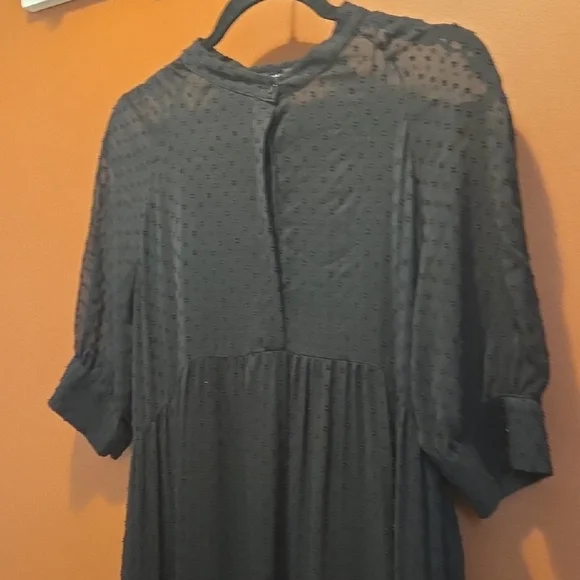 Zara Swiss Dot Long Sleeve Tiered Smocked Maxi Dress - Picture 4 of 11